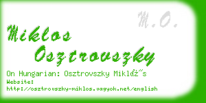 miklos osztrovszky business card